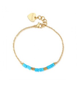 Bracciale donna gioielli Sagapò Glint in acciaio dorato e pietre turchese sgi37