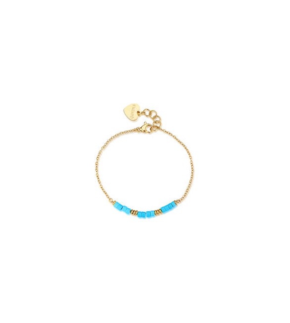 Bracciale donna gioielli Sagapò Glint in acciaio dorato e pietre turchese sgi37