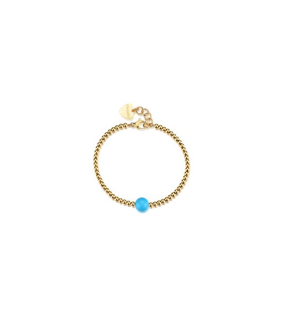 Bracciale donna gioielli Sagapò Glint in acciaio dorato e turchese sgi31