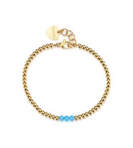 Bracciale donna gioielli Sagapò Glint in acciaio dorato e turchesi sgi33
