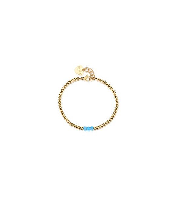 Bracciale donna gioielli Sagapò Glint in acciaio dorato e turchesi sgi33
