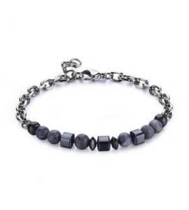 Bracciale Uomo Gioielli S\'agapò Riot in acciaio e ematite srt36
