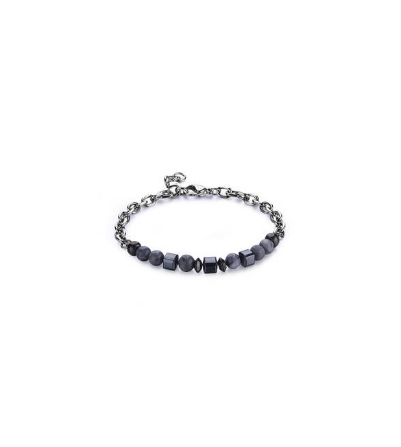 Bracciale Uomo Gioielli S\'agapò Riot in acciaio e ematite srt36