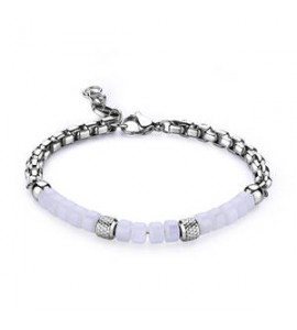 Bracciale Uomo Gioielli S\'agapò Riot in acciaio e madreperla srt37