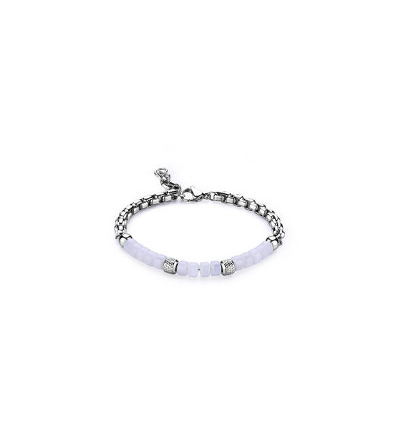 Bracciale Uomo Gioielli S\'agapò Riot in acciaio e madreperla srt37