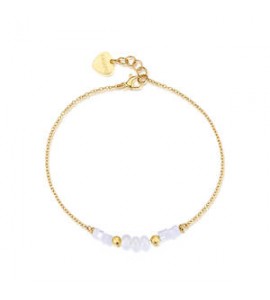 Cavigliera donna gioielli Sagapò Glint in acciaio dorato e madreperla sintetica sgi44