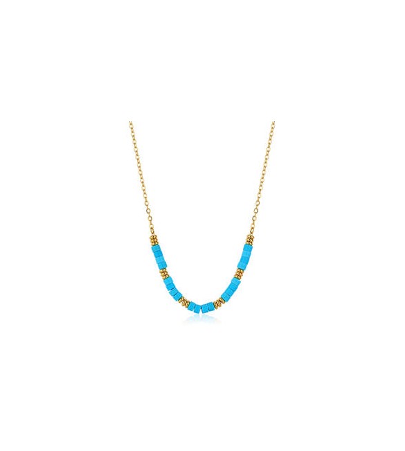 Collana donna gioielli Sagapò Glint in acciaio dorato e turchese sgi27