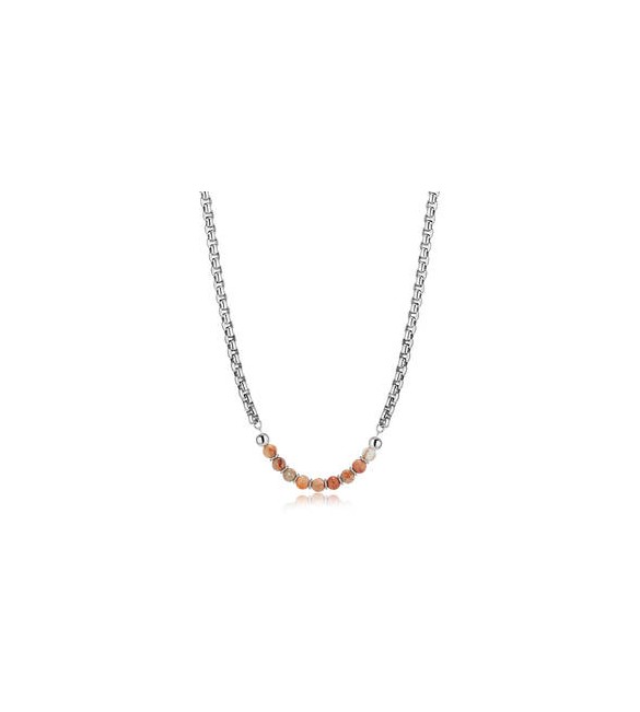 Collana Uomo Gioielli S\'agapò Riot in acciaio e diaspro srt01