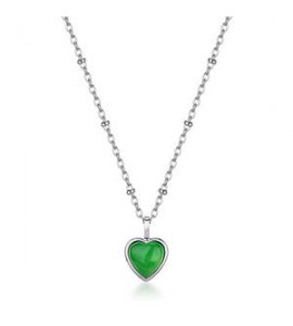 Collana Gioielli Brosway Essential in acciaio con giada verde cm 45 BNL129