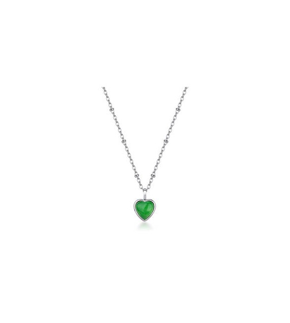 Collana Gioielli Brosway Essential in acciaio con giada verde cm 45 BNL129