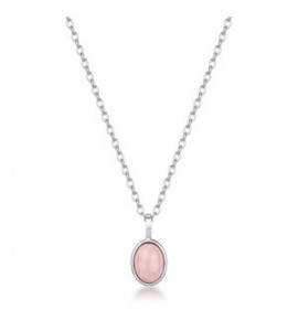 Collana Gioielli Brosway Essential in acciaio con quarzo rosa cm 45 BNL131