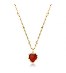 Collana Gioielli Brosway Essential in acciaio dorato con agata rossa cm 45 BNL130