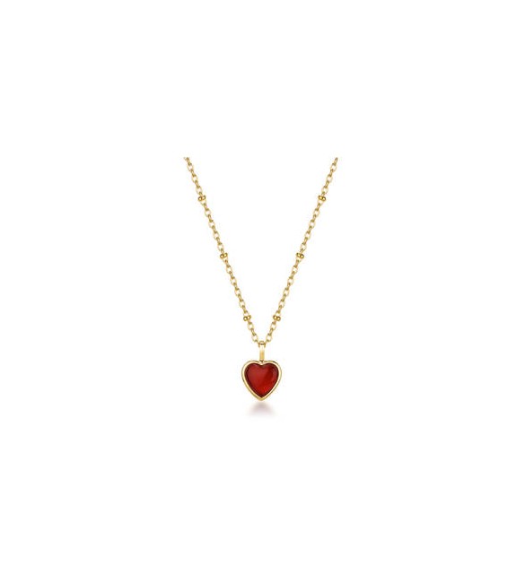 Collana Gioielli Brosway Essential in acciaio dorato con agata rossa cm 45 BNL130