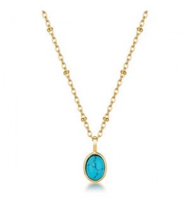 Collana Gioielli Brosway Essential in acciaio dorato con turchese cm 45 BNL132