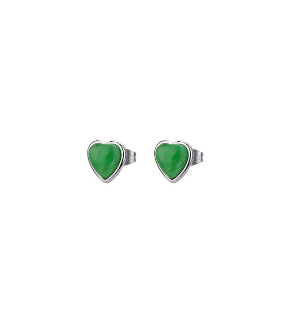 Orecchini Gioielli Brosway Essential in acciaio con giada verde BNL144