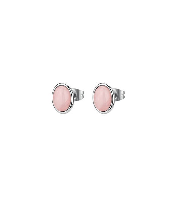 Orecchini Gioielli Brosway Essential in acciaio con quarzo rosa BNL146