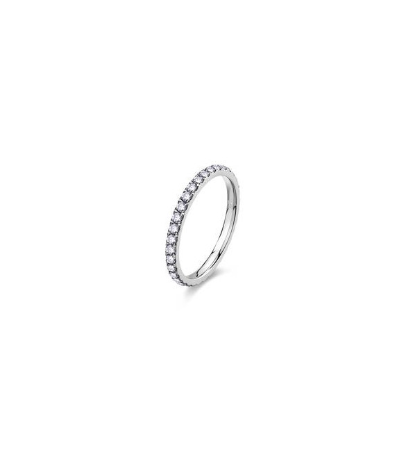 Anello girodito Gioielli Sagapò Dazzly in acciaio con cristalli bianchi misura 12 SDZ157B
