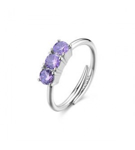 Anello regolabile Gioielli Sagapò Dazzly in acciaio con cristalli ametista sdz156