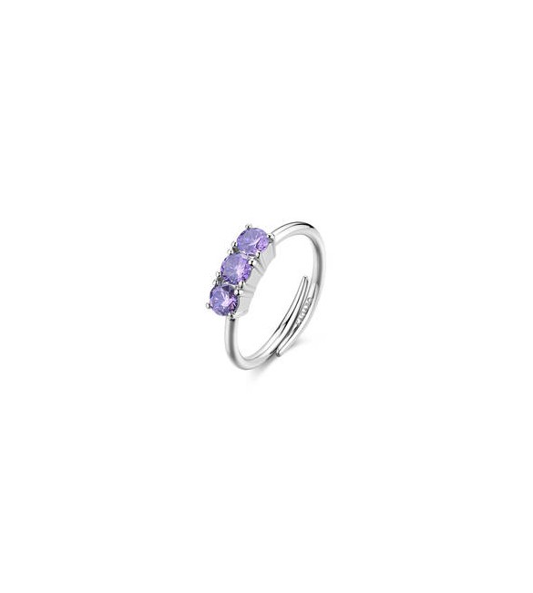 Anello regolabile Gioielli Sagapò Dazzly in acciaio con cristalli ametista sdz156