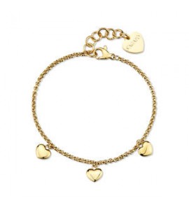 Bracciale Gioielli Sagapò Aurora in acciaio dorato con cuori sar65
