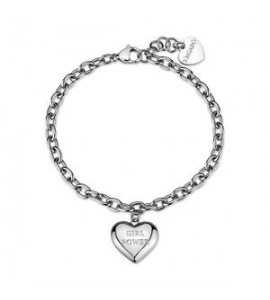Bracciale Gioielli Sagapò Be My Always in acciaio con Cuore e incisione girl power filter SBM98