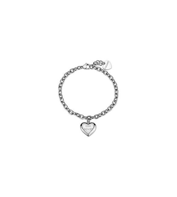 Bracciale Gioielli Sagapò Be My Always in acciaio con Cuore e incisione girl power filter SBM98
