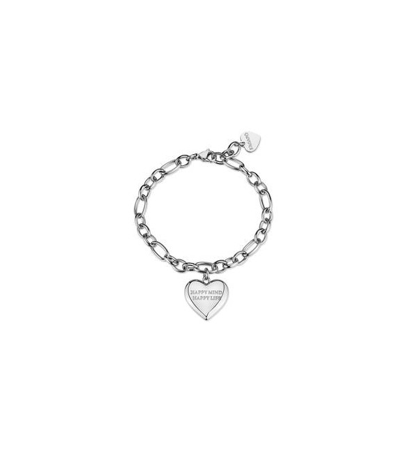 Bracciale Gioielli Sagapò Be My Always in acciaio con Cuore e incisione happy mind happy life SBM91