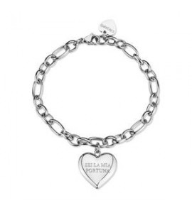 Bracciale Gioielli Sagapò Be My Always in acciaio con Cuore e incisione sei la mia fortuna SBM92