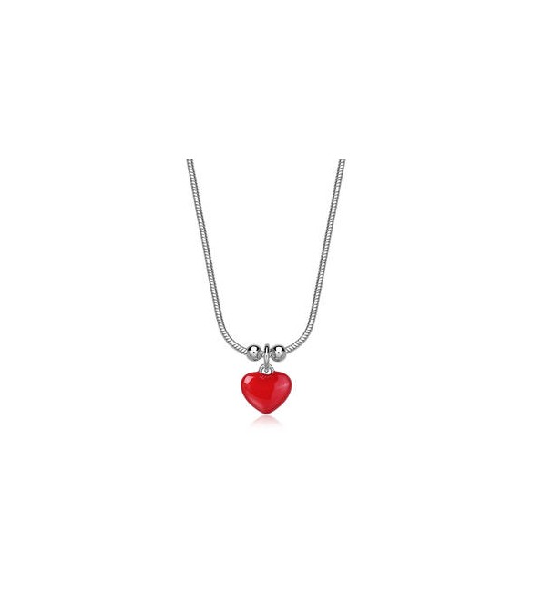 Collana Gioielli Sagapò Click in acciaio con Cuore rosso SCK284