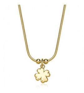 Collana Gioielli Sagapò Click in acciaio dorato con Quadrifoglio SCK283