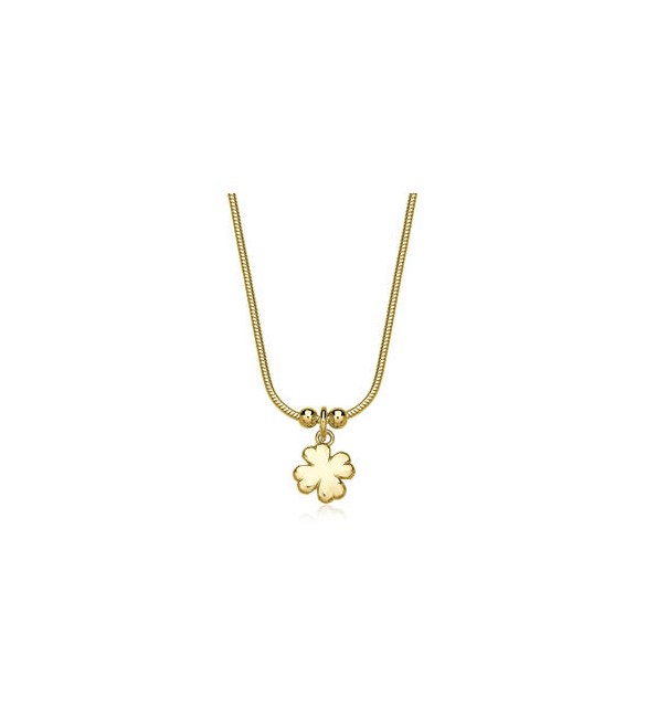 Collana Gioielli Sagapò Click in acciaio dorato con Quadrifoglio SCK283