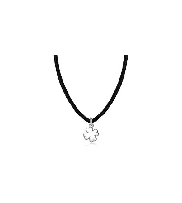 Collana Gioielli Sagapò Click in acciaio e velluto con Quadrifoglio SCK277