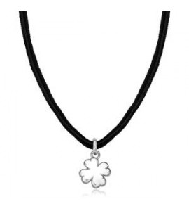 Collana Gioielli Sagapò Click in acciaio e velluto con Quadrifoglio SCK277