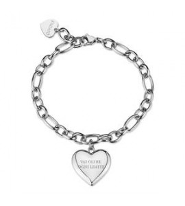 Bracciale Gioielli Sagapò Be My Always in acciaio con Cuore e incisione vai oltre ogni limite SBM93
