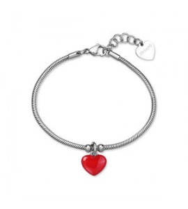 Bracciale Gioielli Sagapò Click in acciaio con Cuore rosso SCK291
