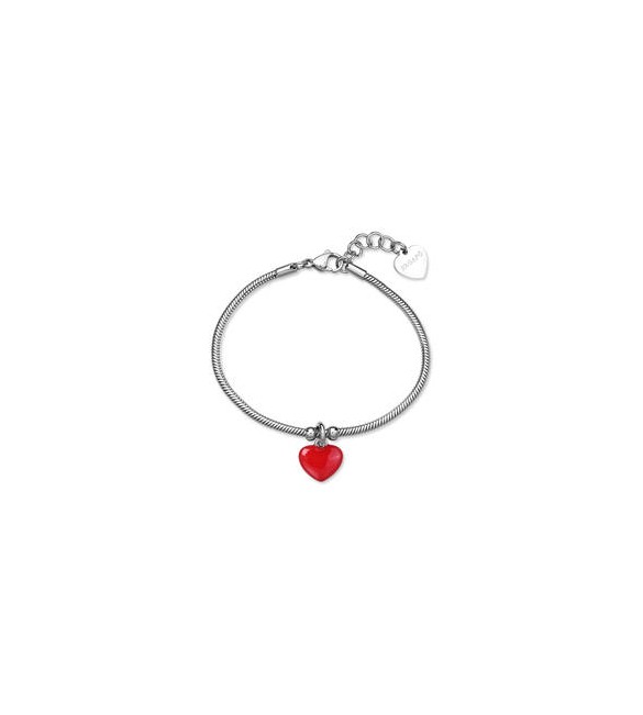 Bracciale Gioielli Sagapò Click in acciaio con Cuore rosso SCK291