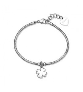 Bracciale Gioielli Sagapò Click in acciaio con Quadrifoglio SCK289