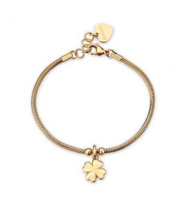 Bracciale Gioielli Sagapò Click in acciaio dorato con Quadrifoglio SCK290