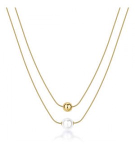 Collana doppio filo Gioielli Brosway Perfect in acciaio dorato con sfera BPC47