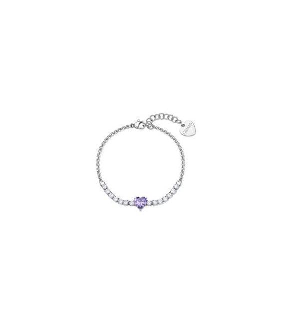 Bracciale Gioielli Sagapò Dazzly in acciaio con cristalli e cuore ametista sdz153