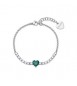 Bracciale Gioielli Sagapò Dazzly in acciaio con cristalli e cuore verde smeraldo sdz154