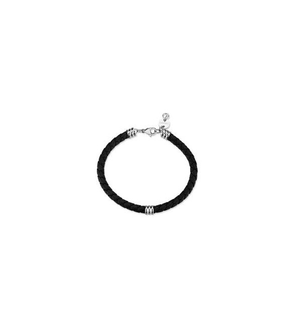 Bracciale Gioielli Sagapò Nomad in acciaio con pelle nera SNO12
