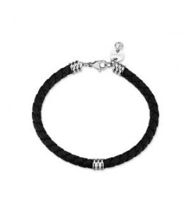 Bracciale Gioielli Sagapò Nomad in acciaio con pelle nera SNO12
