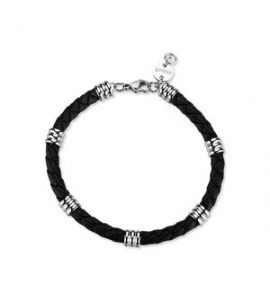 Bracciale Gioielli Sagapò Nomad in acciaio con pelle nera SNO14