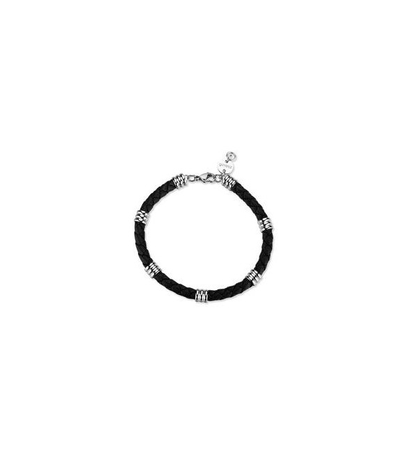 Bracciale Gioielli Sagapò Nomad in acciaio con pelle nera SNO14