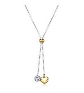 Collana a Y Gioielli Sagapò Aurora in acciaio bicolore con cuori sar60