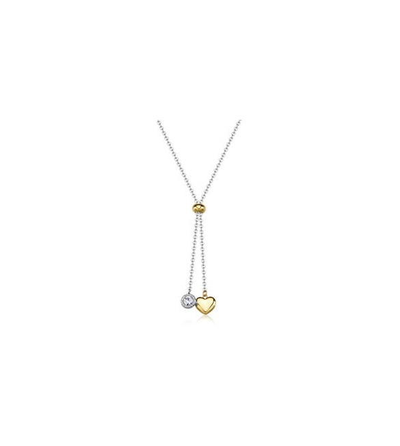 Collana a Y Gioielli Sagapò Aurora in acciaio bicolore con cuori sar60