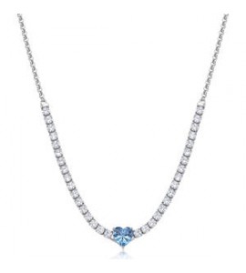 Collana Gioielli Sagapò Dazzly in acciaio con cristalli bianchi e cuore acquamarina sdz148