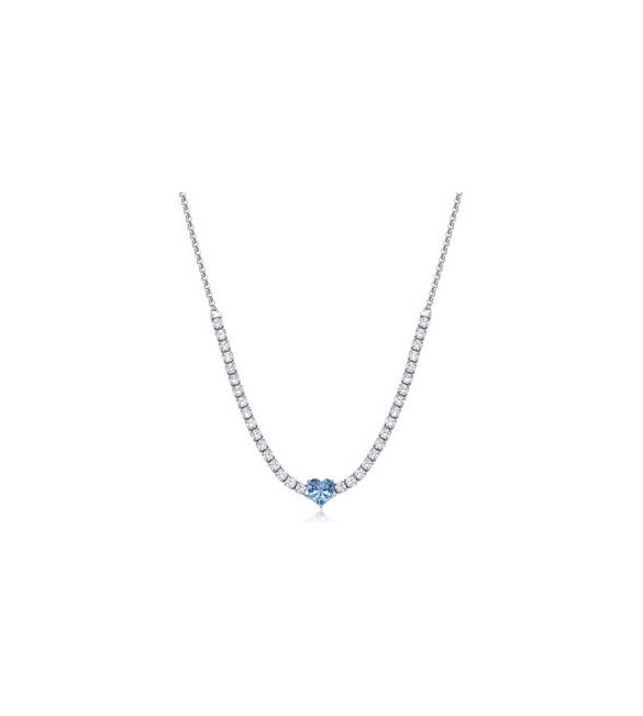Collana Gioielli Sagapò Dazzly in acciaio con cristalli bianchi e cuore acquamarina sdz148