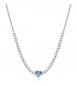 Collana Gioielli Sagapò Dazzly in acciaio con cristalli bianchi e cuore acquamarina sdz148